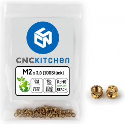 Alternativ syn på Gjengeinnsats for plast - M2 x 3mm, 100stk