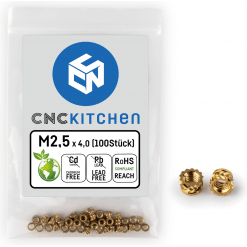 Alternativ syn på Gjengeinnsats for plast - M2.5 x 4mm, 100stk