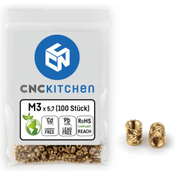 Alternativ syn på Gjengeinnsats for plast - M3 x 5.7mm, 100stk