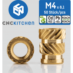 Gjengeinnsats for plast - M4 x 8.1mm, 50stk