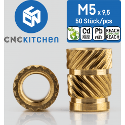 Gjengeinnsats for plast - M5 x 9.5mm, 50stk