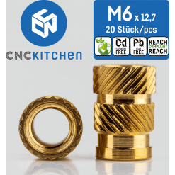 Gjengeinnsats for plast - M6 x 12.7mm, 20stk