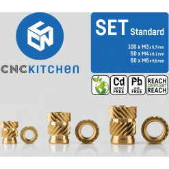 Gjengeinnsats for plast - Sett, M3-M5, 200stk