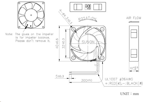 Vifte, 12V, 40 x 10mm, MagLev, 5000rpm - Bild 2