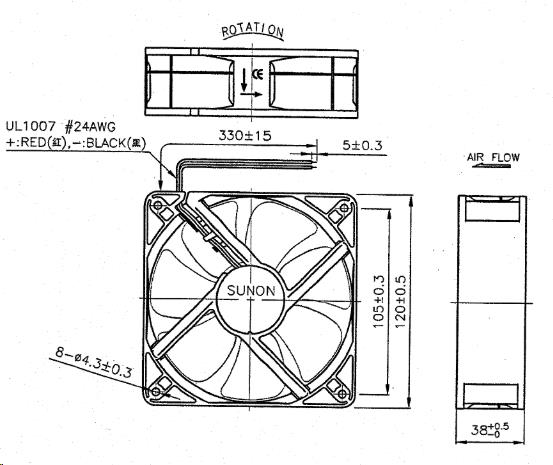 Vifte, 12V, 120 x 38mm, MagLev, 2100rpm - Bild 2
