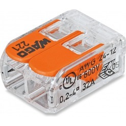 Wago 221-412, koblingsklemme, 2 leder (10-pk)