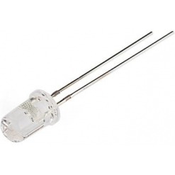 Led m/resistor - 5mm, varmhvit, 5800mcd, 3-15V