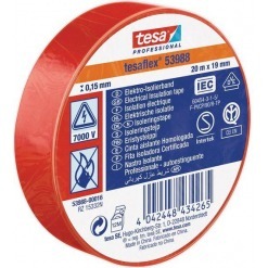 Tape - Isolasjonstape, 19mm x 20m, rød