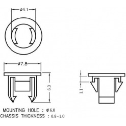 Alternativ syn på LED-holder for 5mm led, 0.8-1mm panel