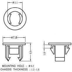 Alternativ syn på LED-holder for 5mm led, 1.2-1.6mm panel