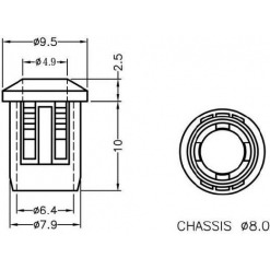 Alternativ syn på LED-holder for 5mm led, for 8mm hull