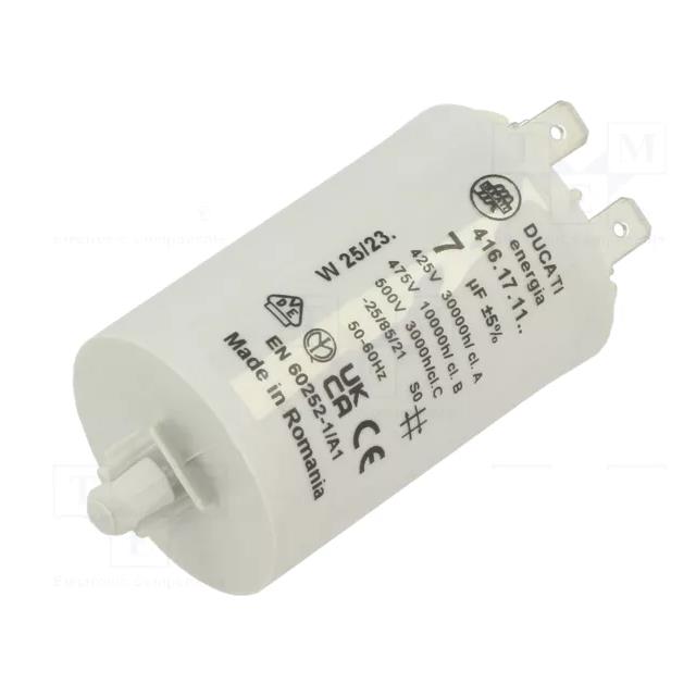 Kondensator - drift, 7uF, 500V, kabelsko, push-in