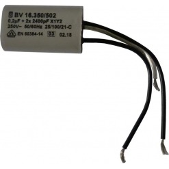 X1 + Y2 kondensator, 0.2uF + 2x2.4nF, 3 ledninger