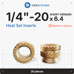 Gjengeinnsats for plast - 1/4"-20 x 6.4mm, 20stk (kameragjen