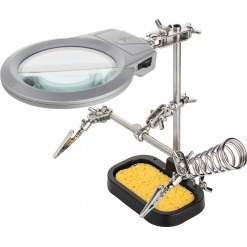 Tredje hånd - loddehjelper med forstørrelsesglass og lys