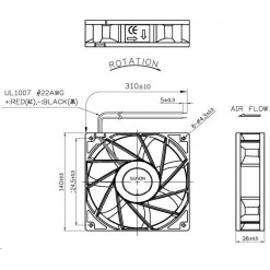 Alternativ syn på Vifte, 12V, 140 x 38mm, Kulelager, 5500rpm