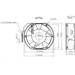 Alternativ syn på Vifte, 230V, 171mm x 51mm, Kulelager, 2800rpm