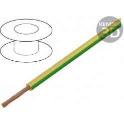 Flertrådet kabel, 0.35mm2, 60V, gul/grønn (jord), pr meter