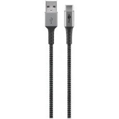 Kabel - USB A-C, 60W, 1m, metallplugger